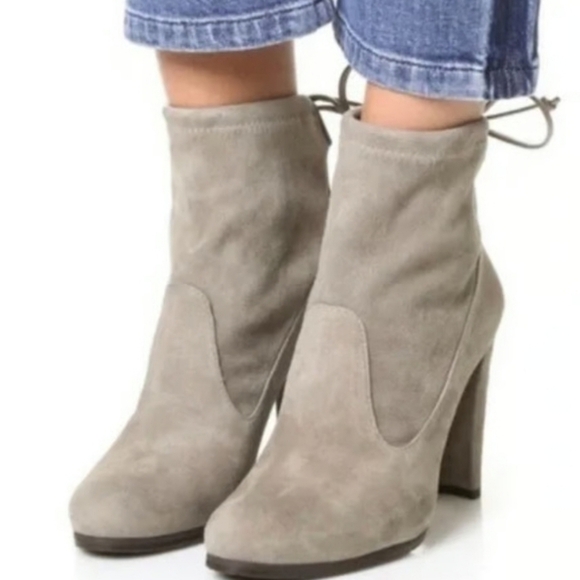 STUART WEITZMAN Size 11.5 Mitten Taupe Suede "Perfection" Ankle Booties $595 - Picture 8 of 8